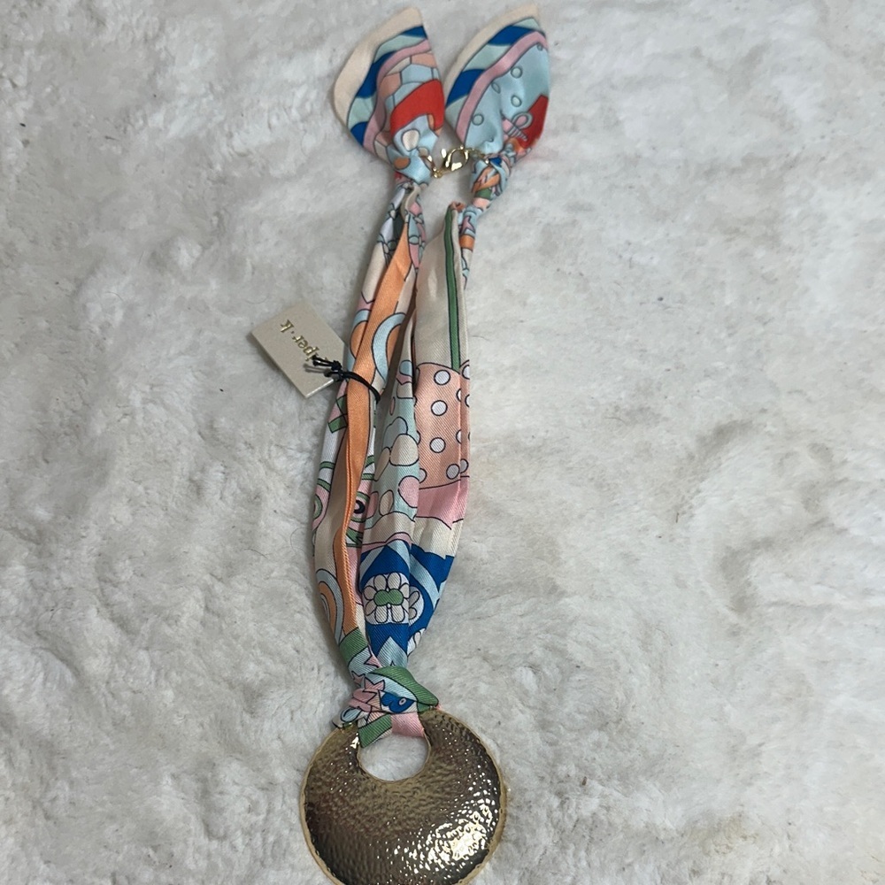 Piper K scarf necklace with gold pendant